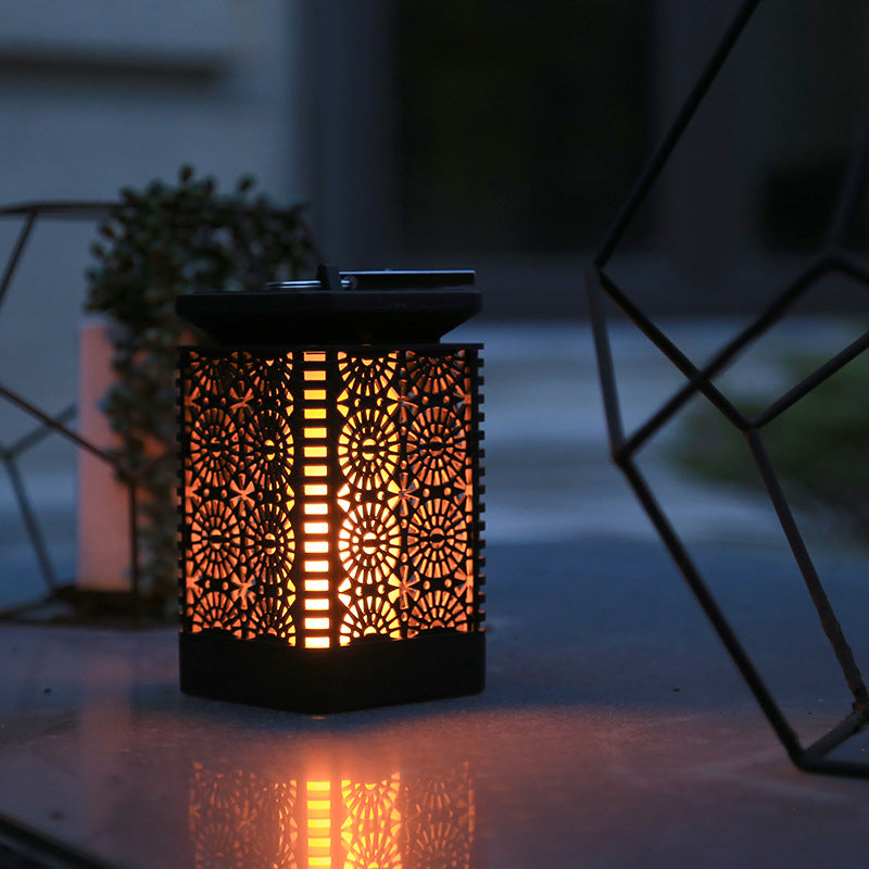 Solar Powered Decorative Metal Lantern With Flickering LED Flame Effect Kalsten