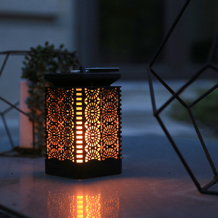 Solar Powered Decorative Metal Lantern With Flickering LED Flame Effect Kalsten