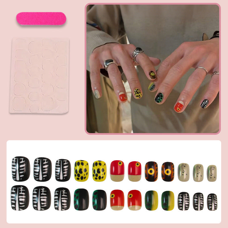 Artificial Nail Set with Creative Animal and Color Designs Kalsten