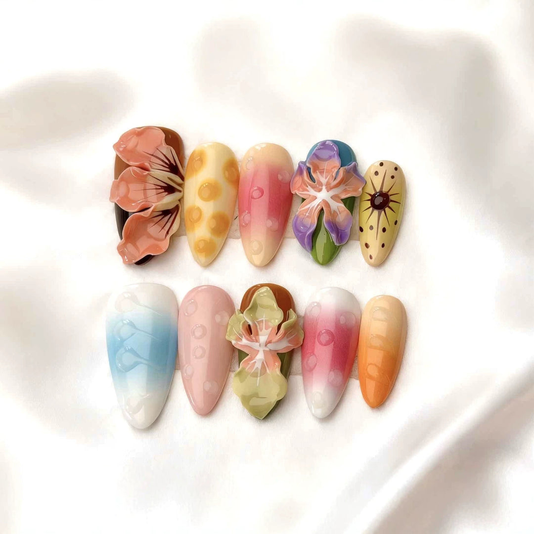 Artistic Floral Press-On Nails Set  1791774256