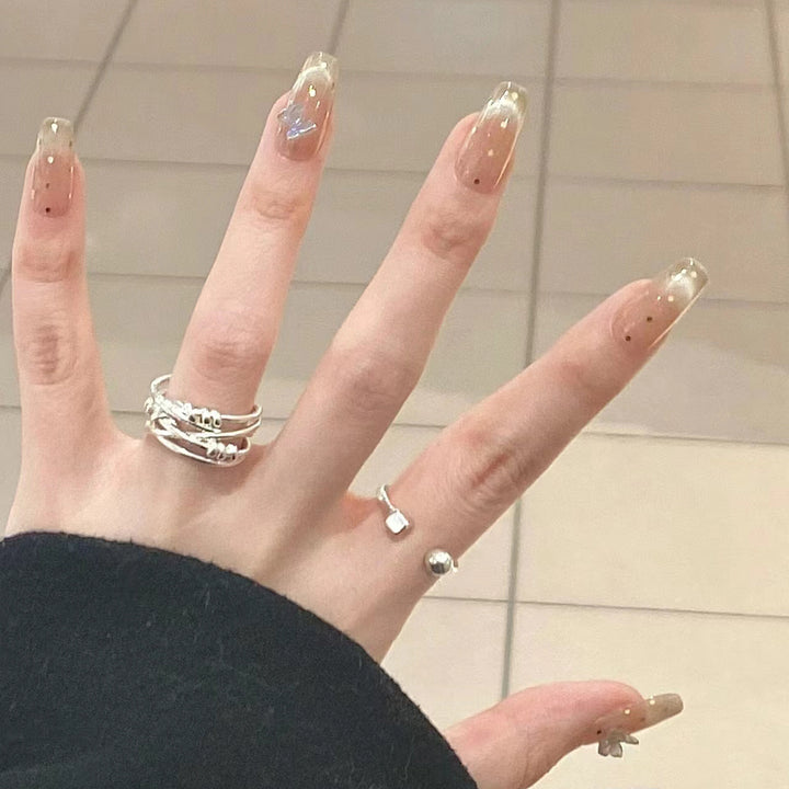 Premium Press-On Nail Set with Iridescent Accents Kalsten