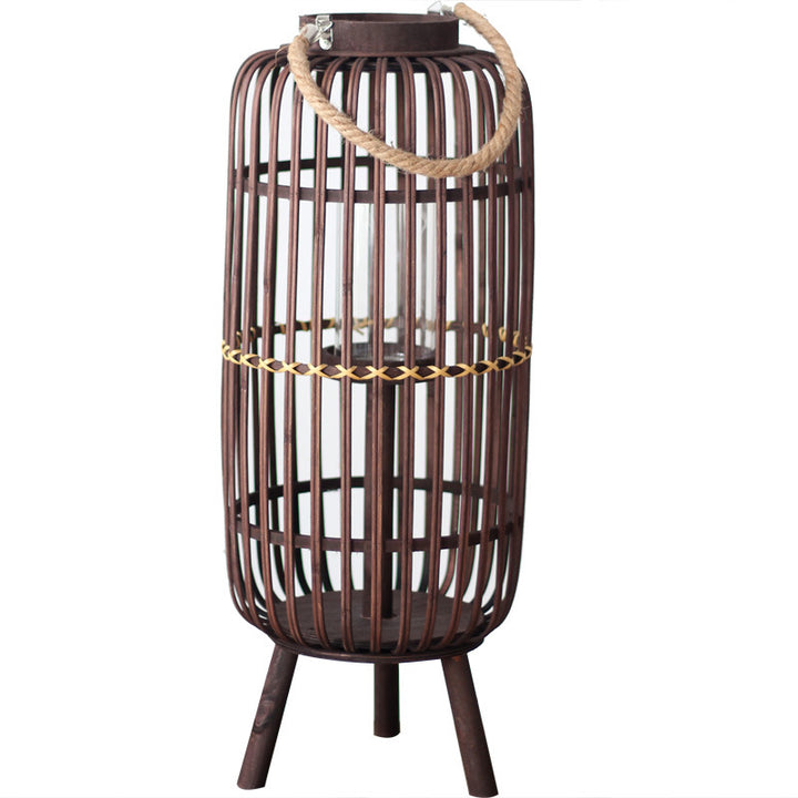Stylish lantern made of rattan with wooden frame Kalsten