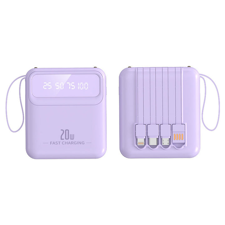 Portable power bank with integrated charging cables and digital capacity display Kalsten