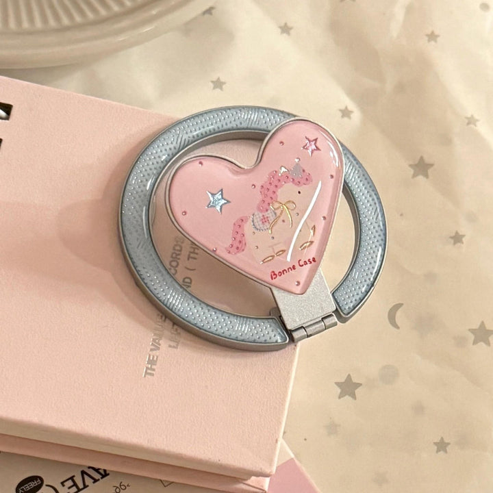 Hand mirror in heart-shaped design with unicorn motif Kalsten