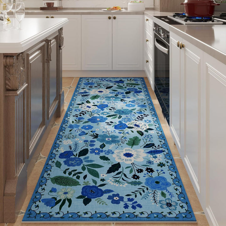 Floral Pattern Kitchen Runner Mat