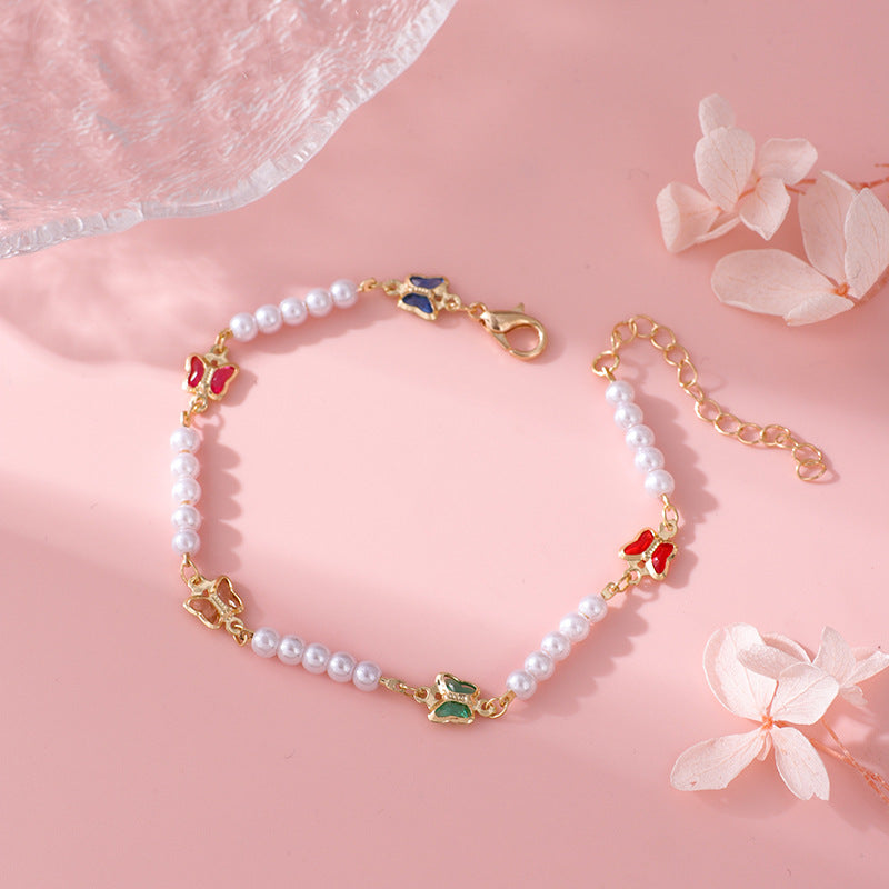 Pearl and Colorful Evil Eye Bracelet Kalsten