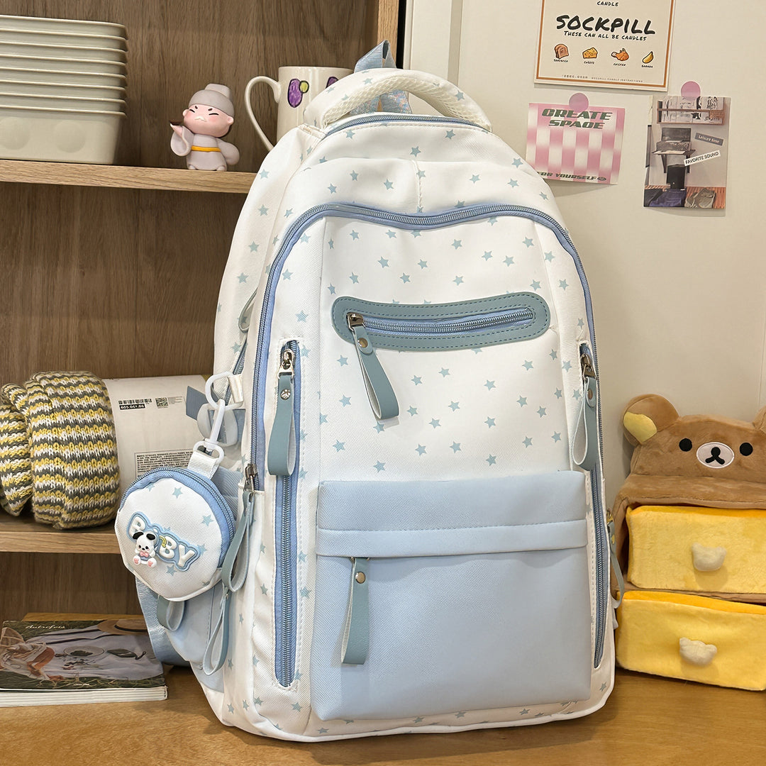 Backpack with Charming Star Applications and Practical Compartments Kalsten