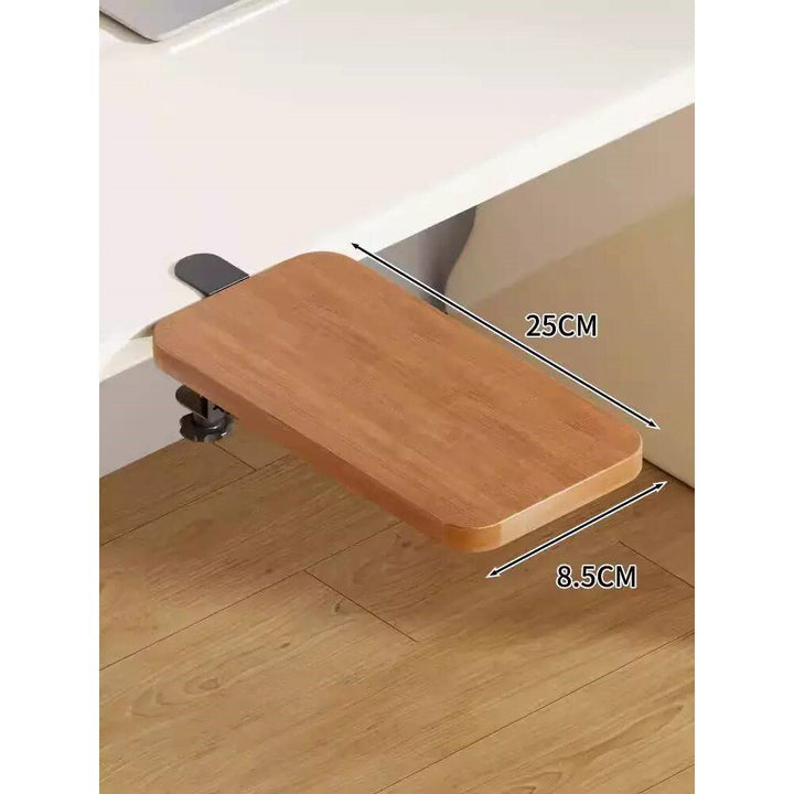 Under-Desk Bamboo Slide-Out Work Surface Clamp-Mounted Keyboard & Mouse Platform