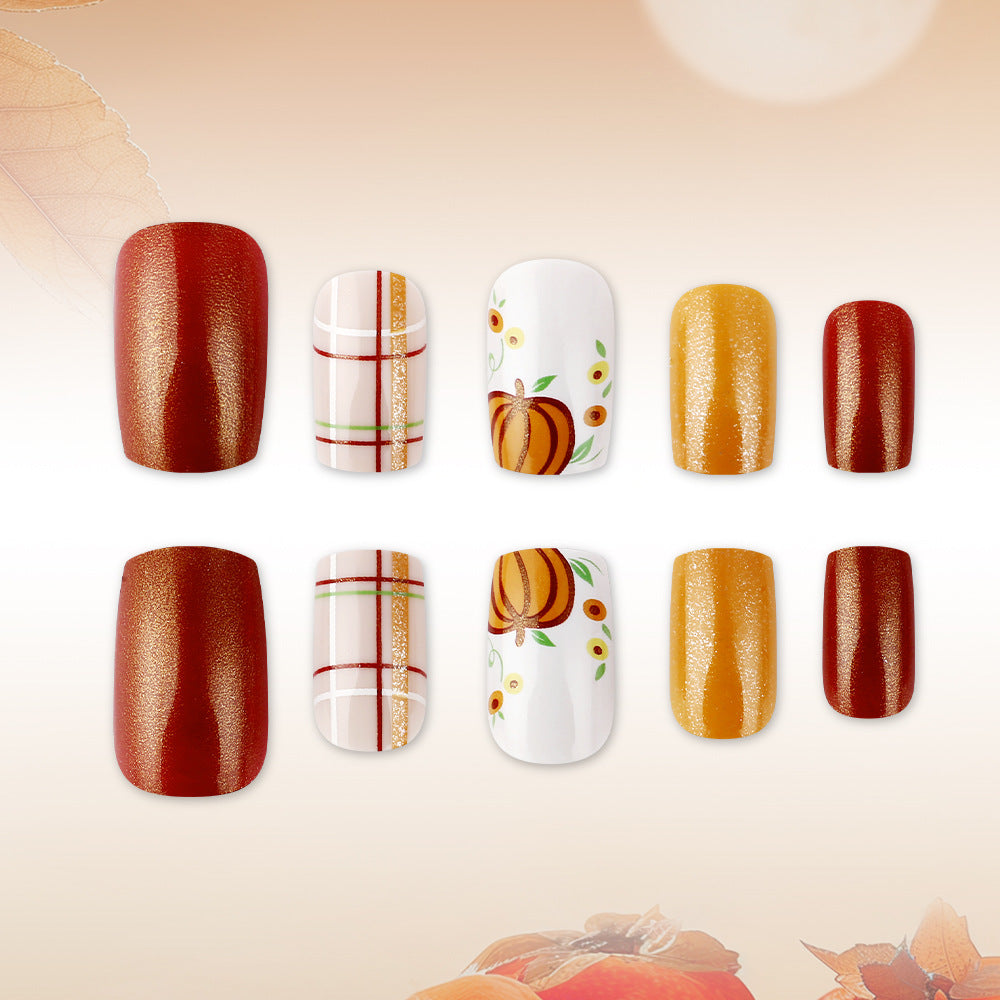 Seasonal Pumpkin-Themed Nail Art Set Kalsten