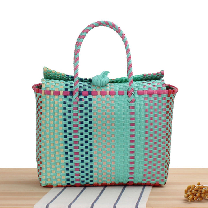 Trendy shopping bag made of handwoven material with playful details Kalsten