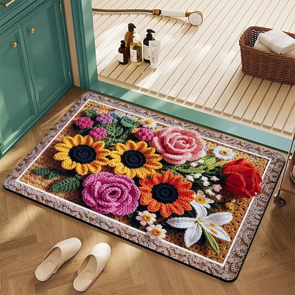 Floral Patterned Bath Mat Kalsten