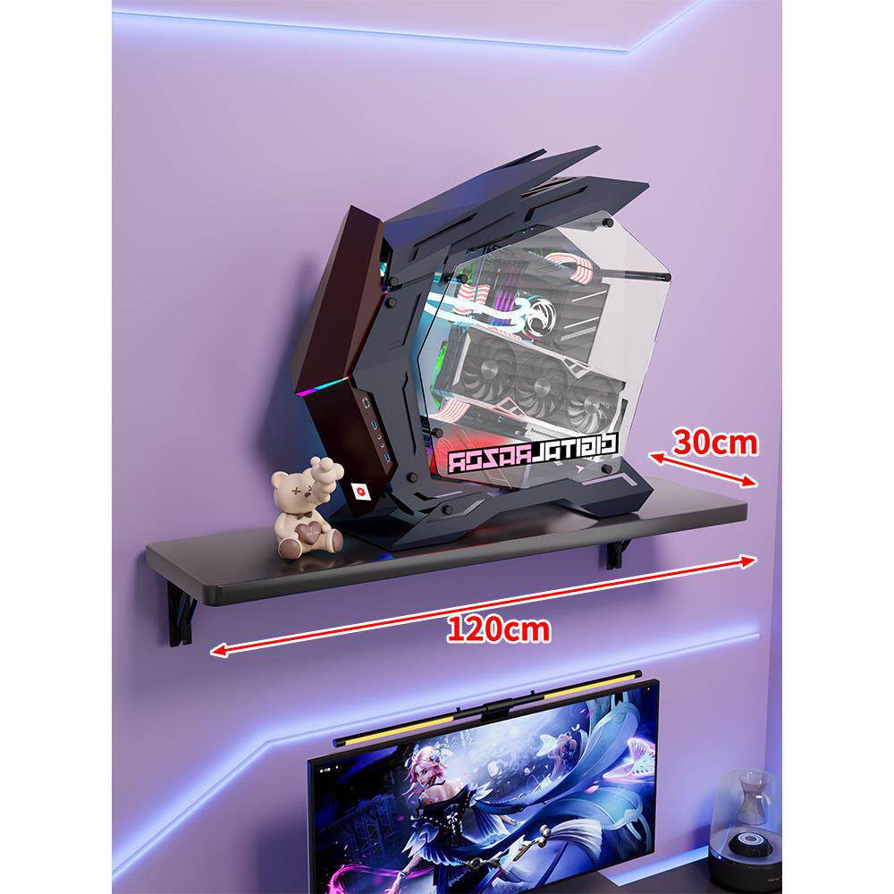 Wall-Mount Floating Shelf for Mid-Tower Gaming PC with Reinforced Brackets