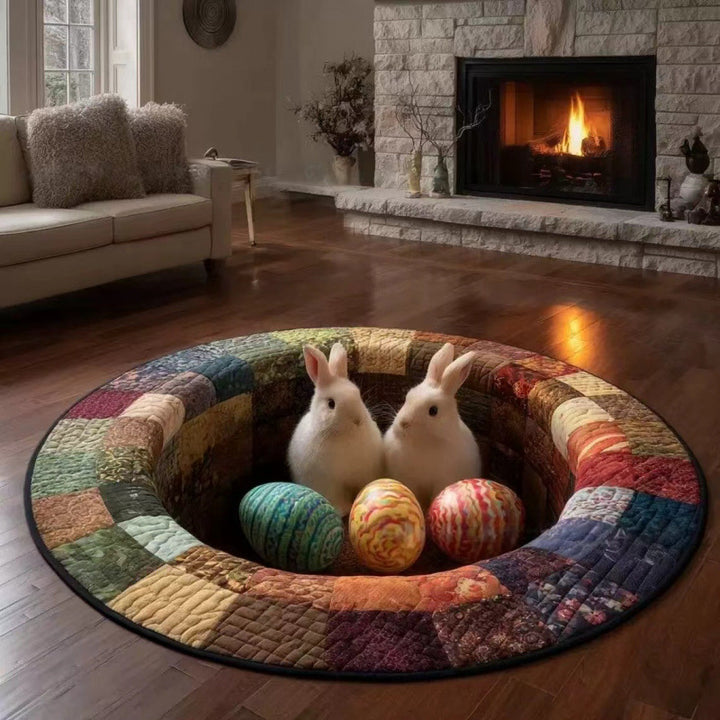 Round Decorative Garden Scene Area Rug