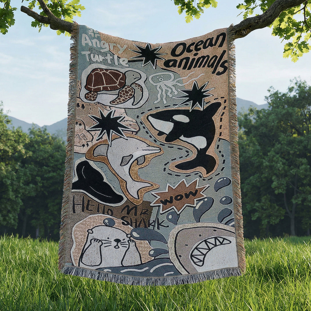 Fun Ocean-Themed Throw Blanket