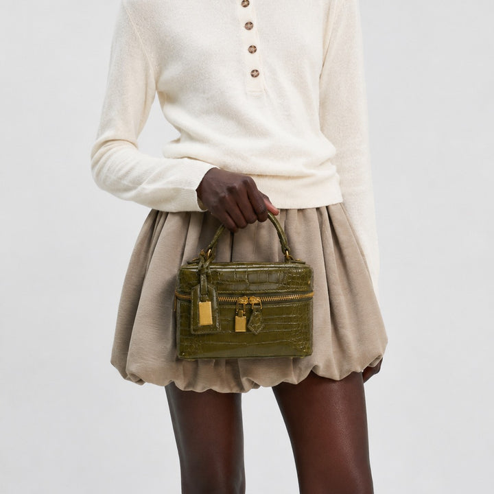 Quilted Leather Handheld Satchel