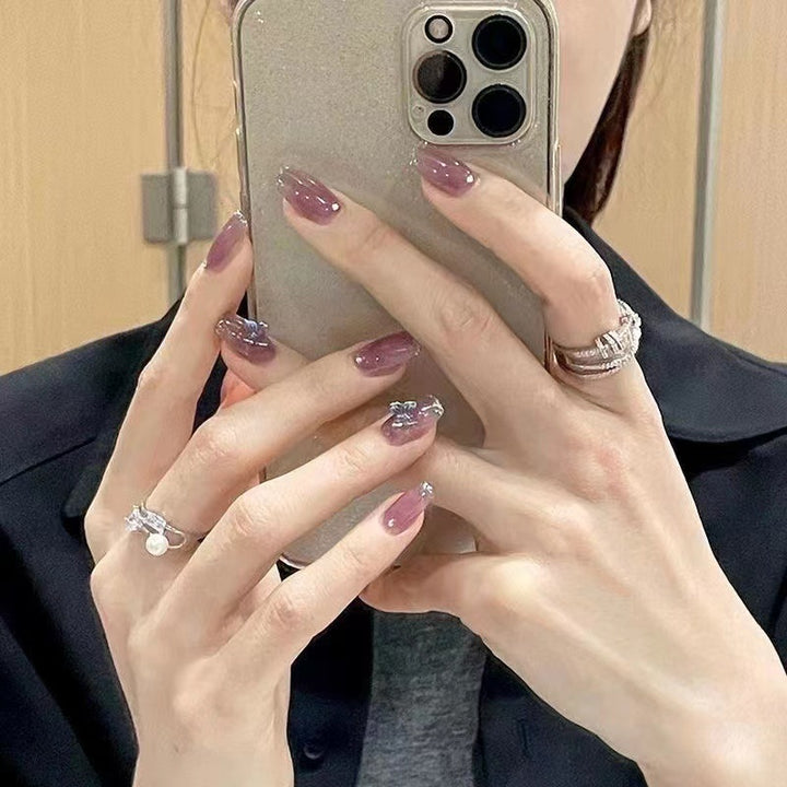 Glamorous Floral Embellished Press-On Nails