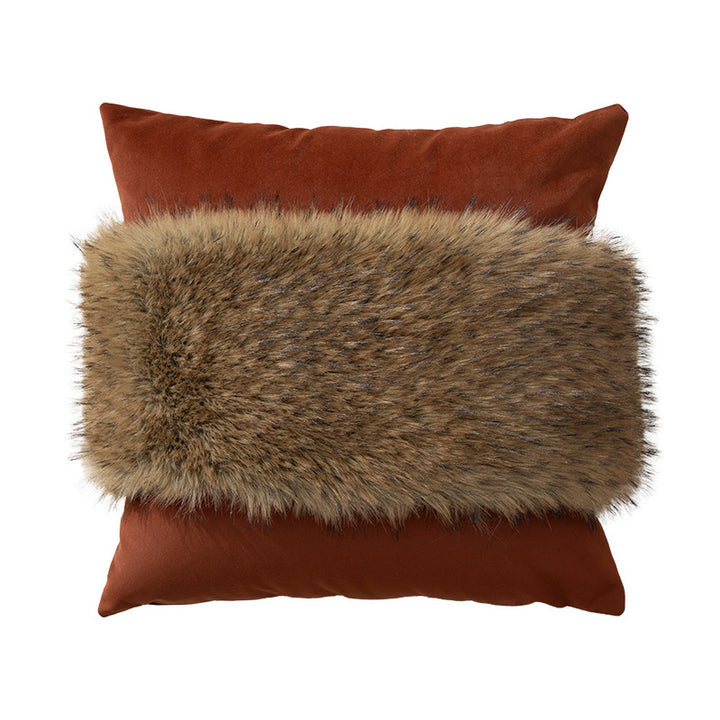 Decorative cushion set with heart-shaped faux fur cushion and two velvety back cushions Kalsten