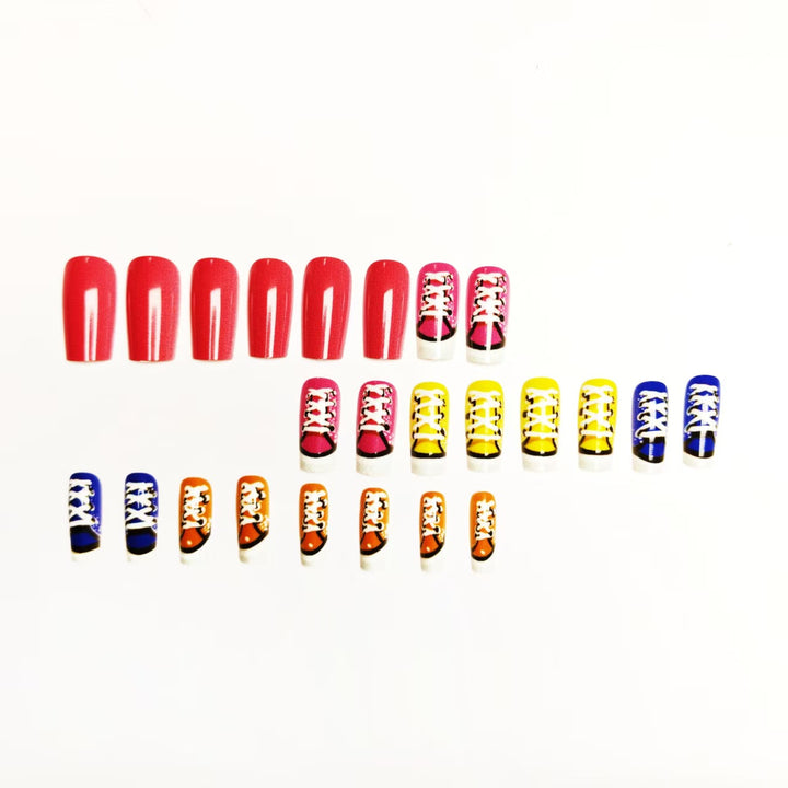 Creative art nails in colorful sneaker design Kalsten