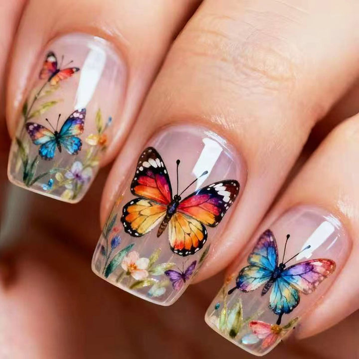 Creative Art Nails with Colorful Butterfly Design Kalsten