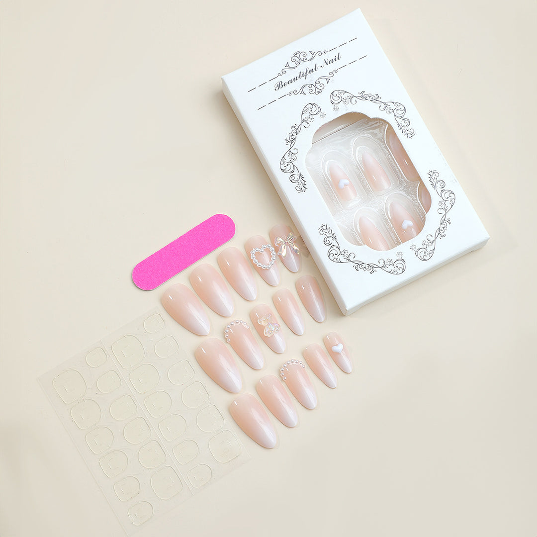 Elegant Press-On Nail Set with Decorative Floral Accents Kalsten