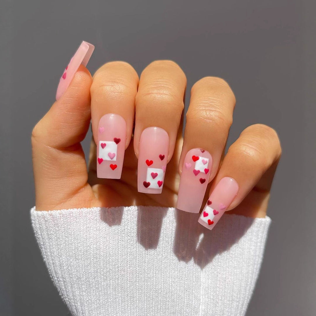 Artistic Nail Extensions with Heart Design Kalsten