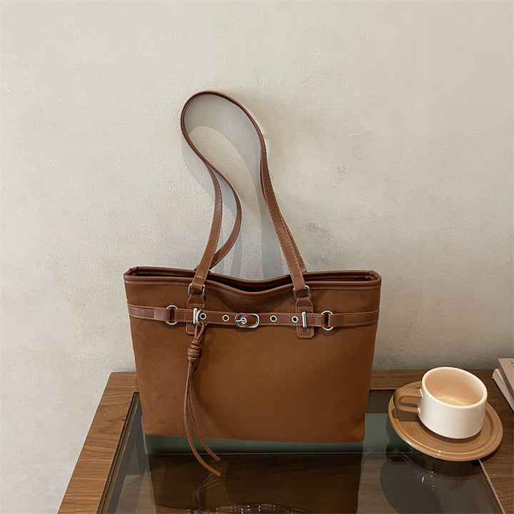 Elegant Suede Handheld Tote Bag