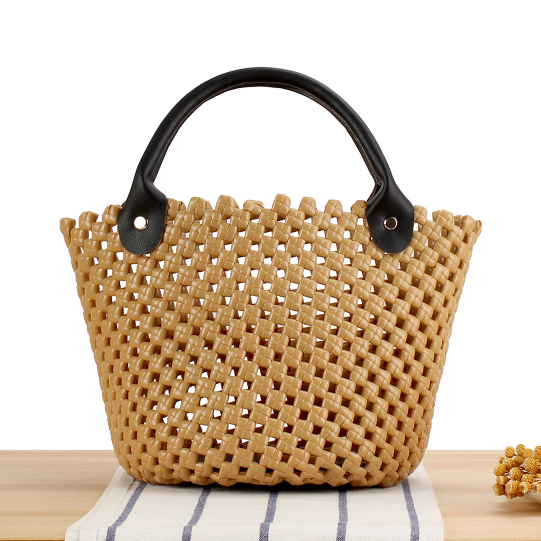 Braided shopping bag with practical leather handles Kalsten