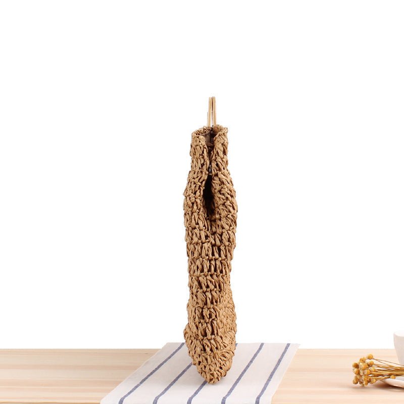 Handcrafted basket bag with modern wooden handle Kalsten