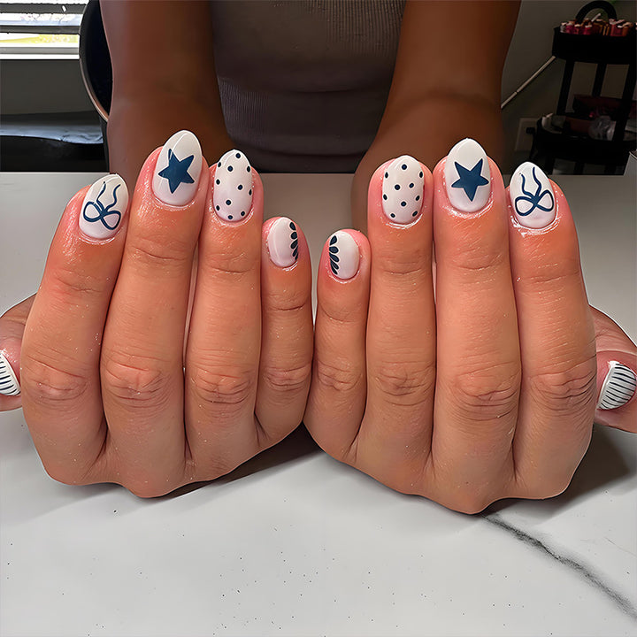 Nail art set with modern graphic patterns and stylish accents Kalsten