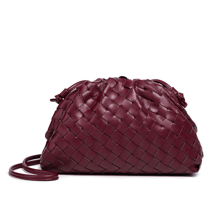 Elegant Woven Leather Bucket Bag Kalsten