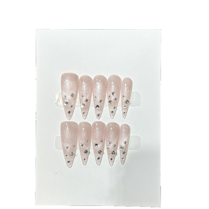 Elegant Rhinestone-Embellished Stiletto Press-On Nails Kalsten