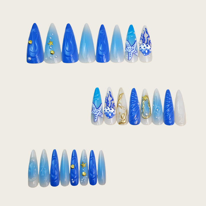 Exclusive artificial nails with maritime design Kalsten