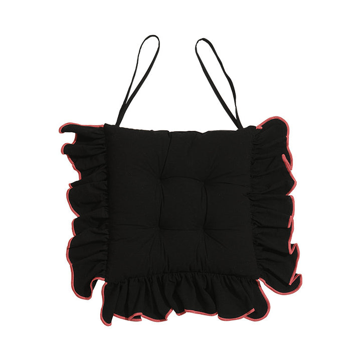 Padded chair cushion with ruffle and ties Kalsten