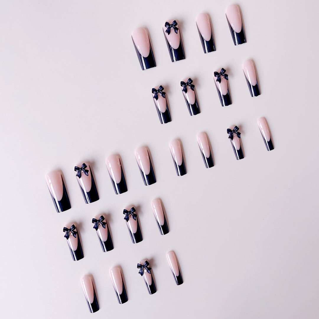 Elegant artificial nail tips with bow decorations Kalsten