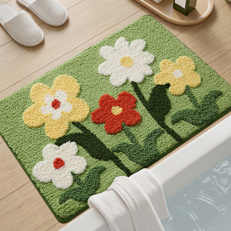 Textured Floral Bath Mat Kalsten