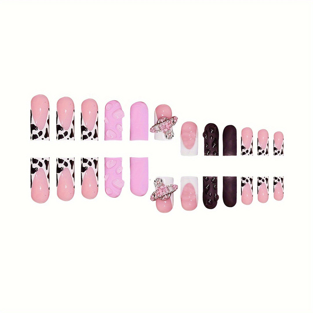 Decorative 3D Press-On Nail Art with Gemstone Accents Kalsten