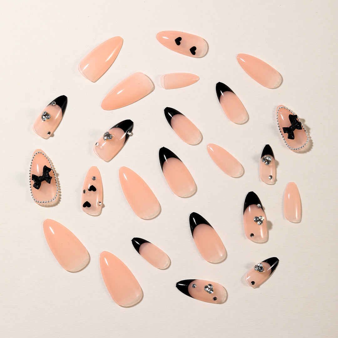 Elegant Stiletto Nail Art Extensions with Rhinestone Accents Kalsten