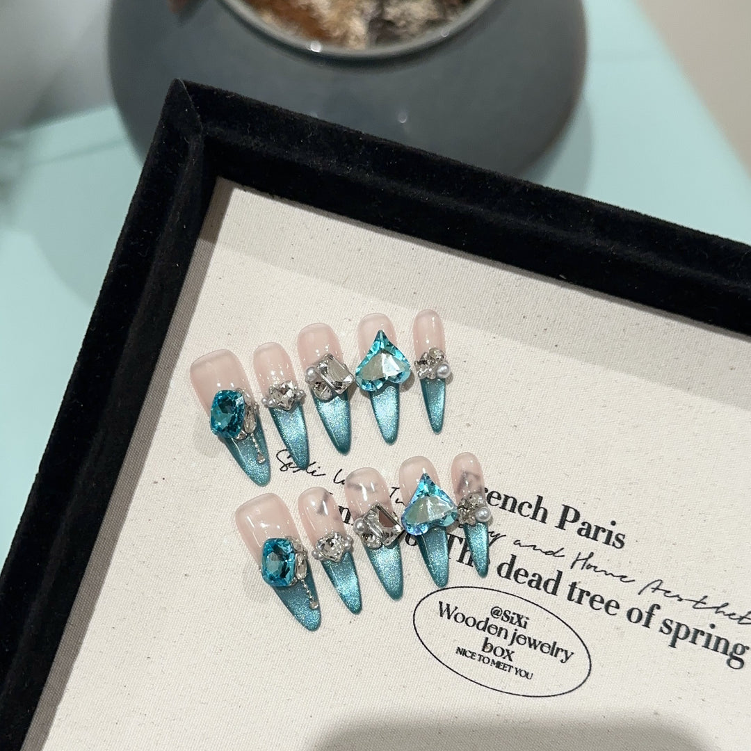 Glamorous Crystal-Embellished Press-On Nails
