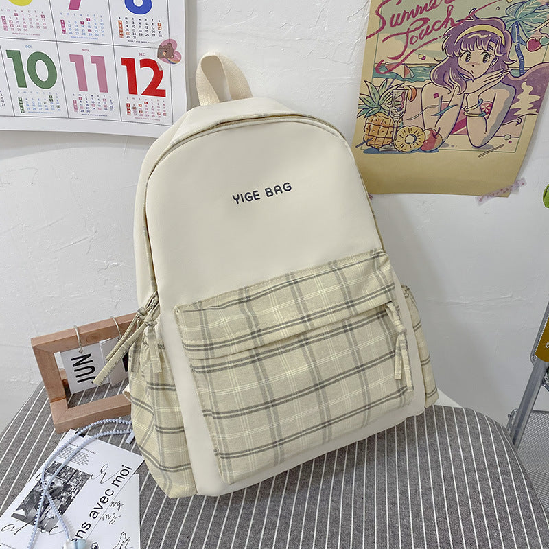 Casual Plaid Pattern Backpack Kalsten