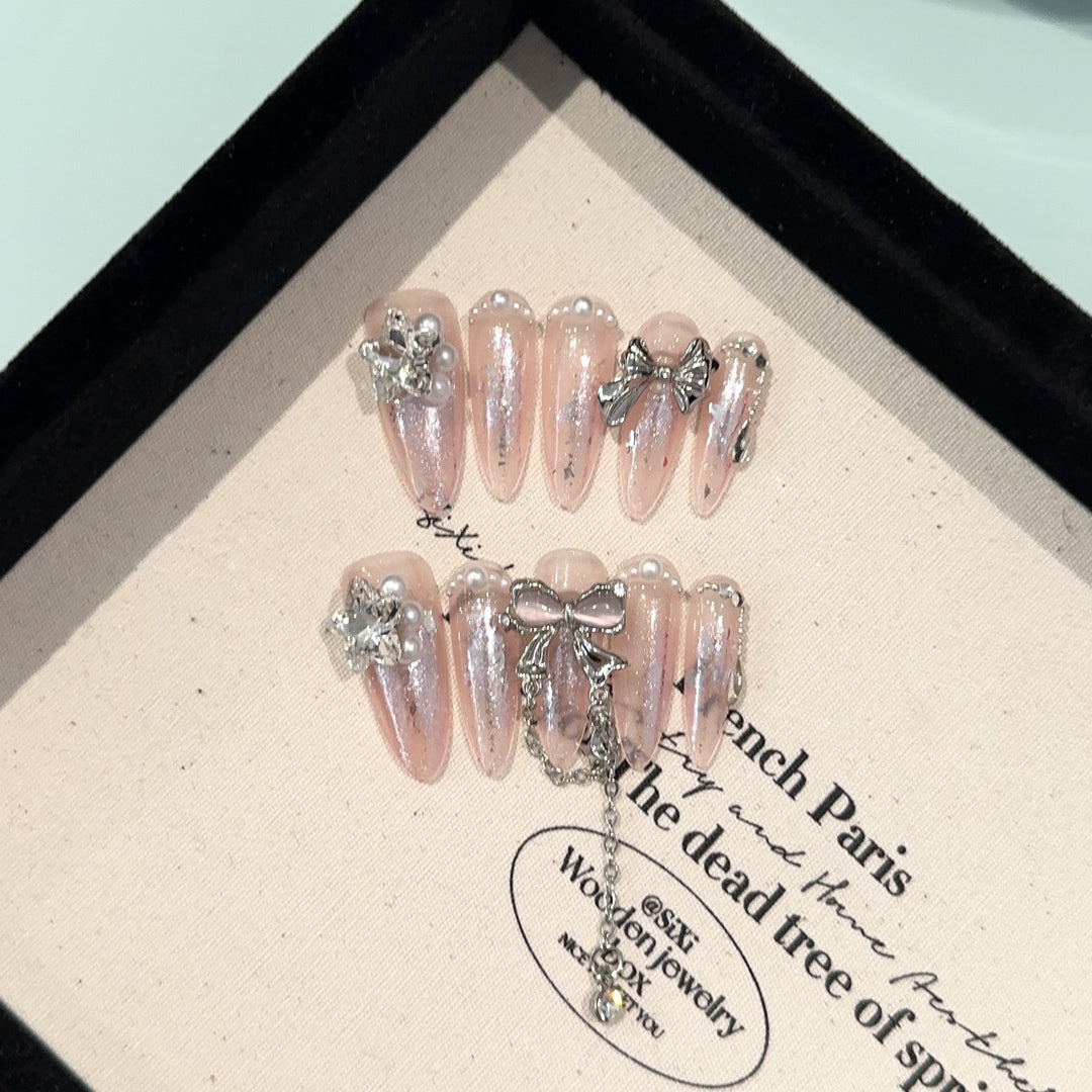Glamorous Rhinestone-Accented Press-On Nails