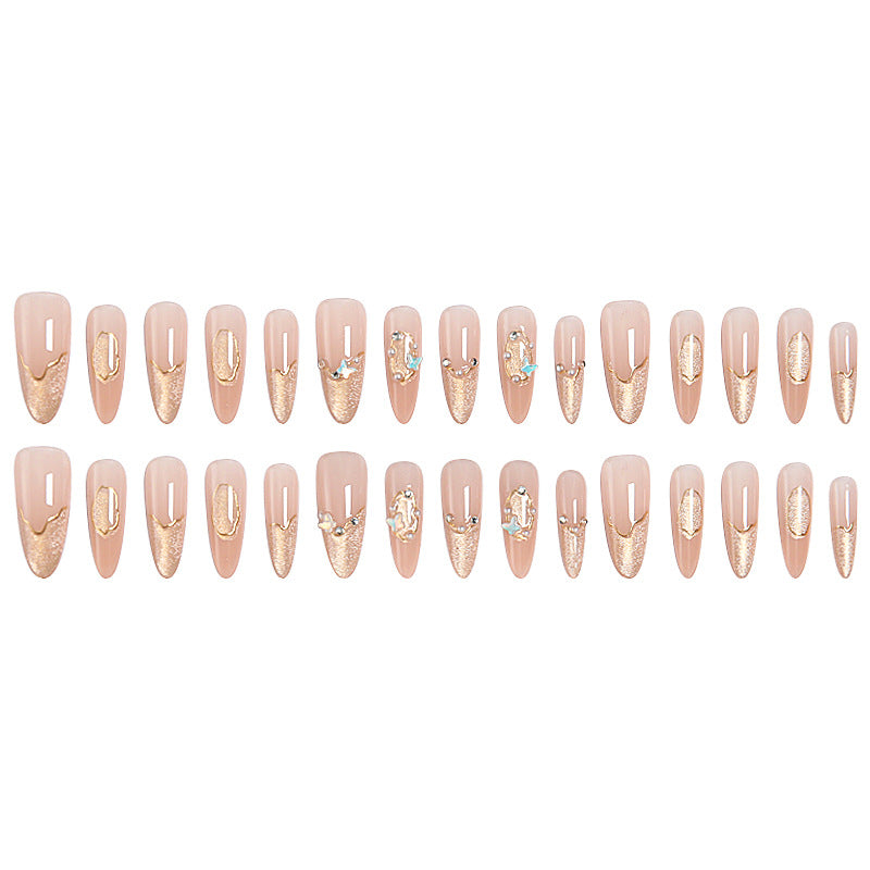 Art nail set with elegant gold glitter design Kalsten