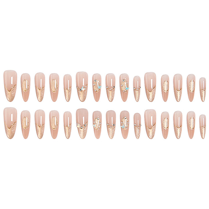 Art nail set with elegant gold glitter design Kalsten