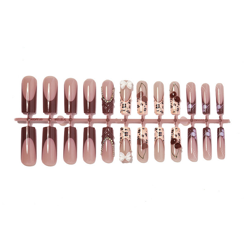 Artificial nail set with elegant flower and glitter effects Kalsten