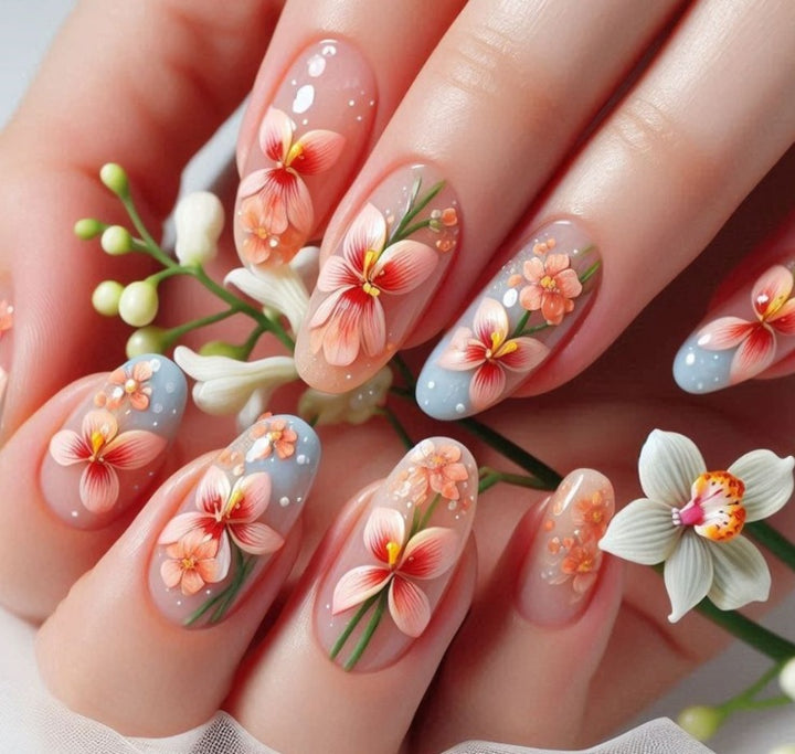 Floral Embellished Nail Art Kalsten