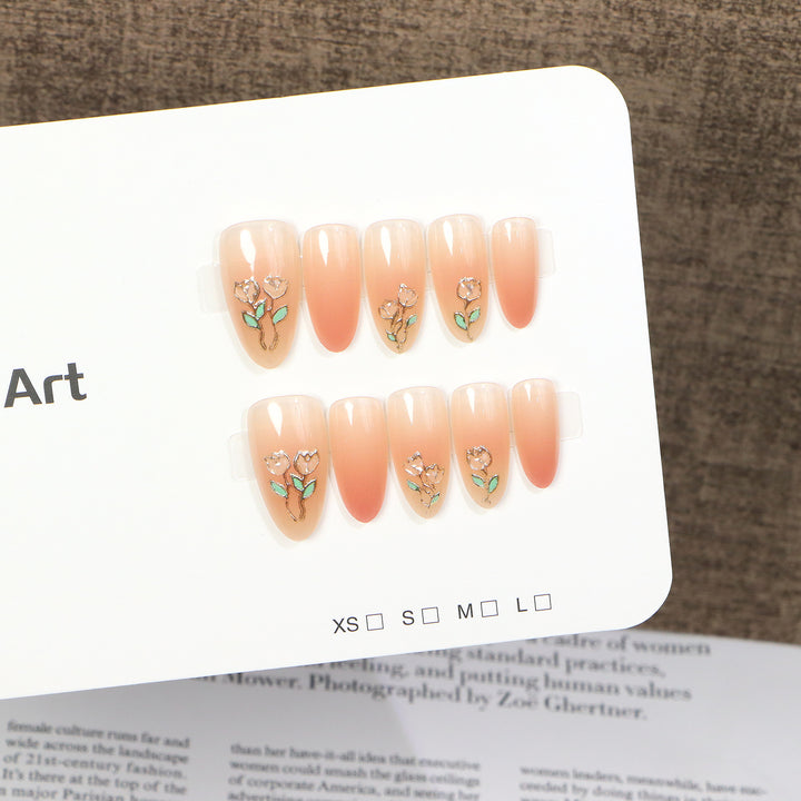 Artistic Floral Press-On Nails Set Kalsten