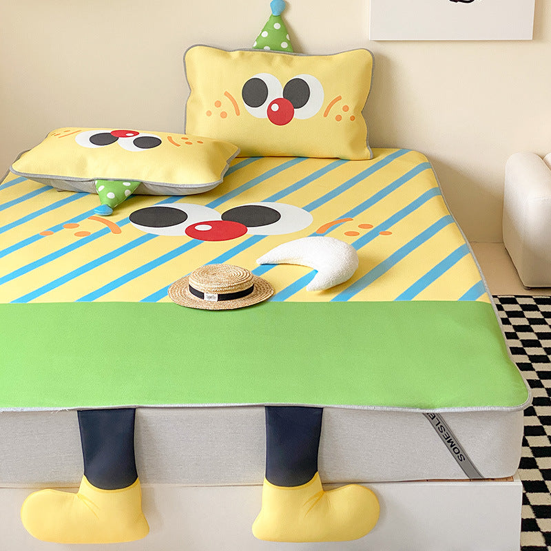 Children's tension cover with anti-slip, cartoon breakfast print, and 3D boot applications