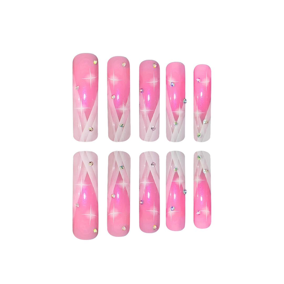 Decorative Stiletto Press-On Nails with Rhinestone Accents Kalsten