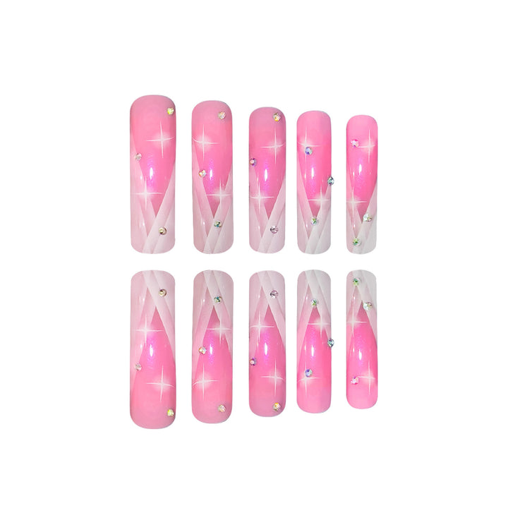 Decorative Stiletto Press-On Nails with Rhinestone Accents Kalsten