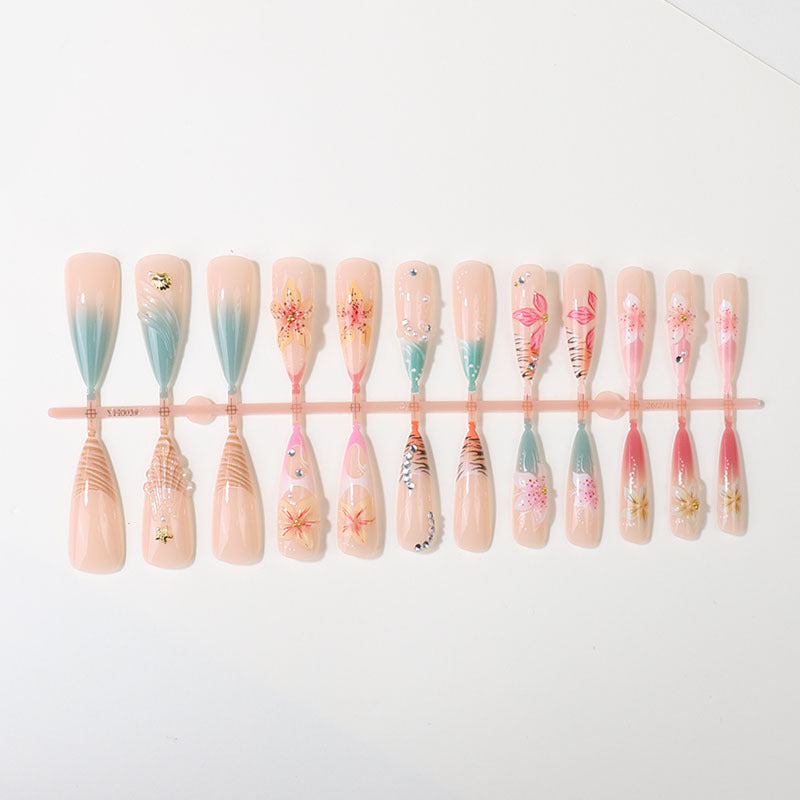 Artistic Floral Design Press-On Nail Tips Set Kalsten