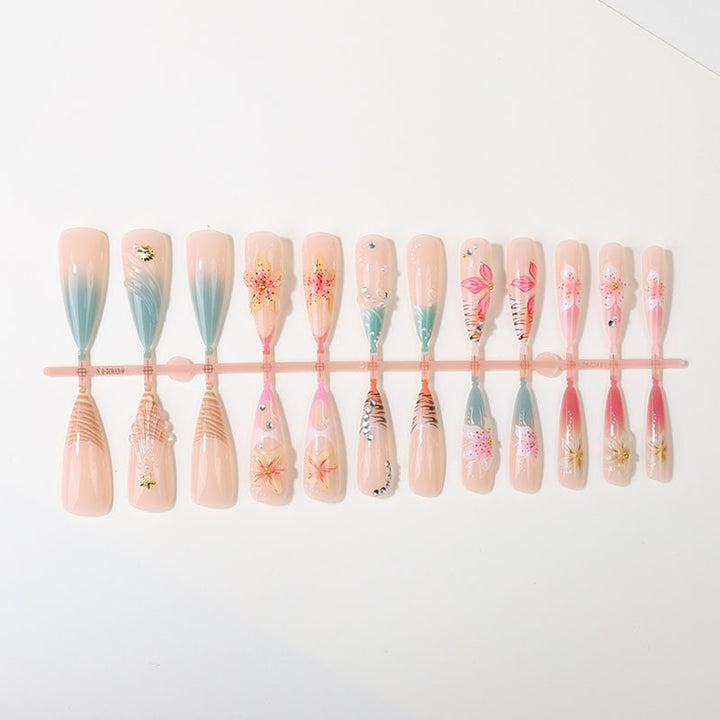 Artistic Floral Design Press-On Nail Tips Set Kalsten